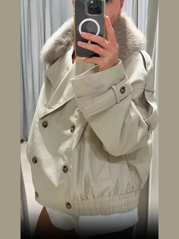 HH 2025 Autumn Women Trench Coat Double Breasted Lapel Long Sleeve Jackets Windbreaker Winter Office Lady Outerwear Coats