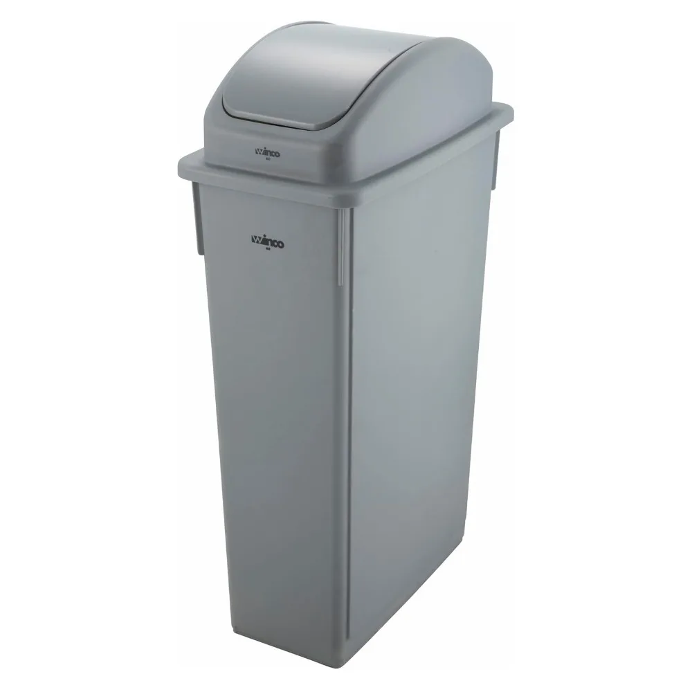 Winco PTC-23SG Slender Trash Can, 23-Gallon, Gray,Medium