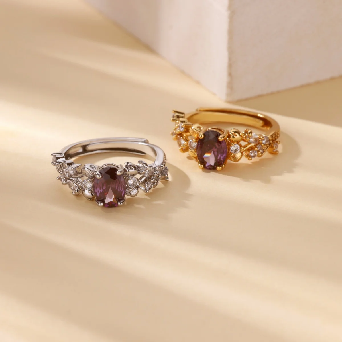 Purple Zircon Oval Rings For Women Men