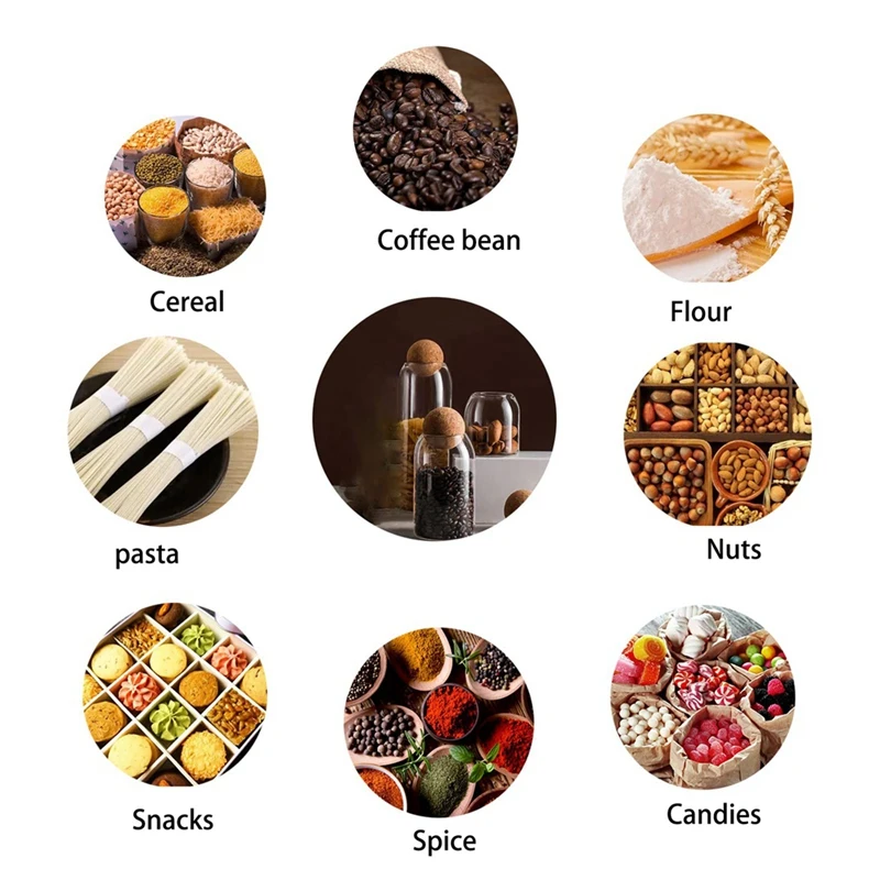Clear Glass Bottles Glass Food Storage Containers With Airtight Round Cork For Candy Nut Spice Coffee Bean