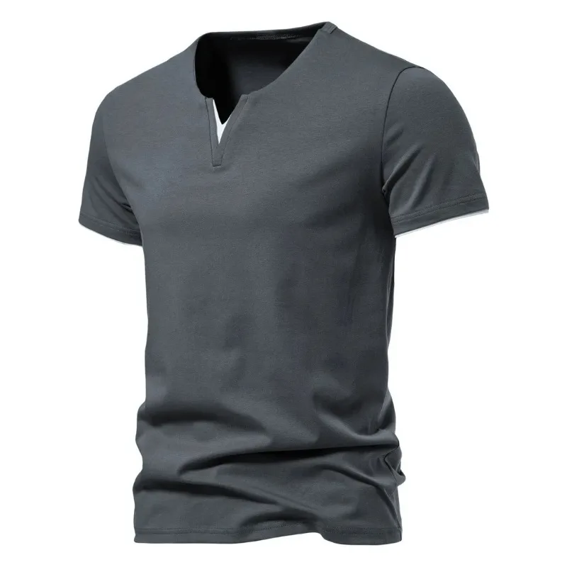 Amoretu Women's Summer V-Neck T-Shirt - Soft Rayon Short Sleeve Top, Grey, Size L - View #4