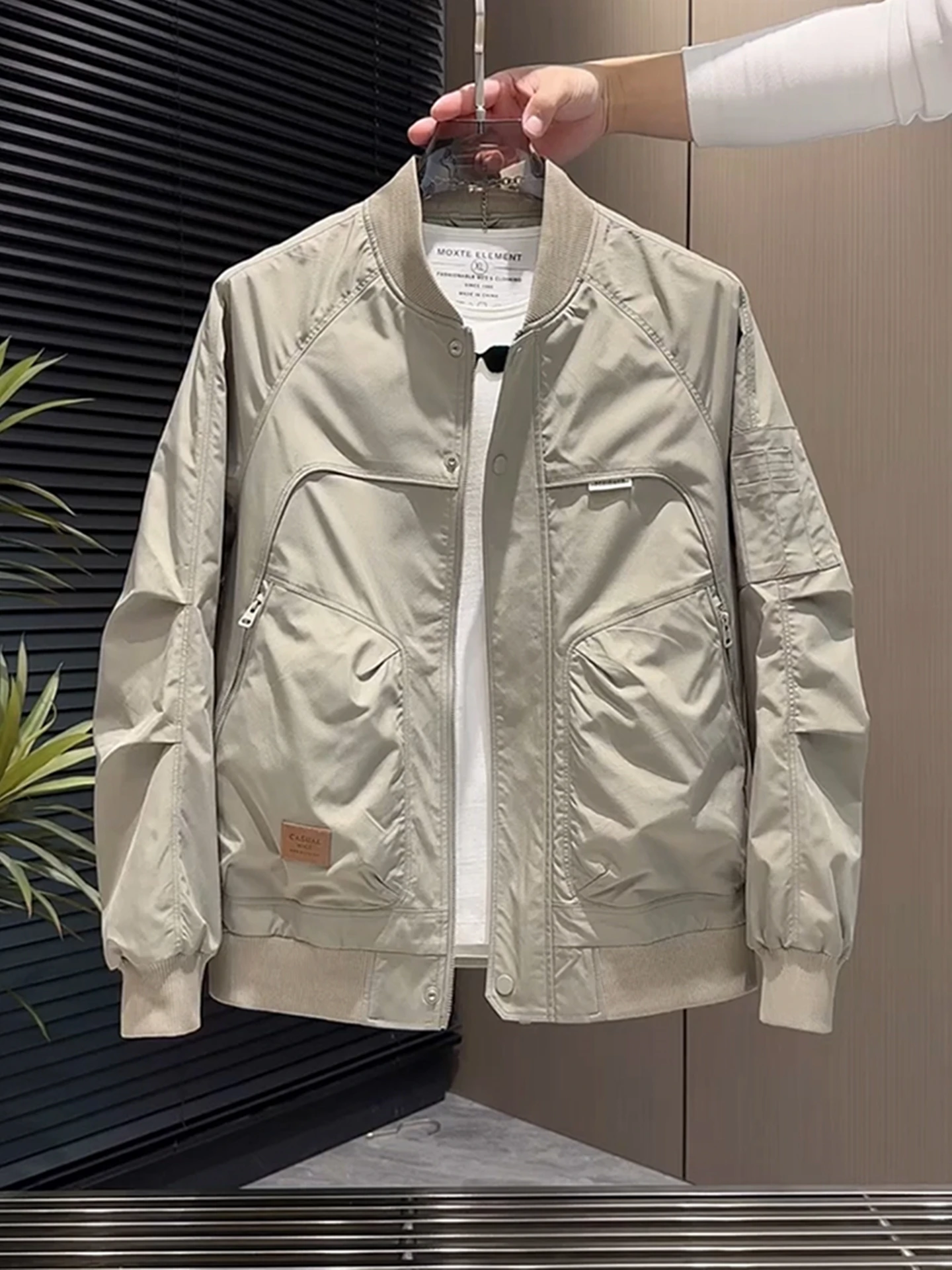 Men's Baseball Jacket Spring Autumn Fashion Versatile Casual Workwear Outerwear Trendy Handsome Top Youth Standard Fit Oxford...