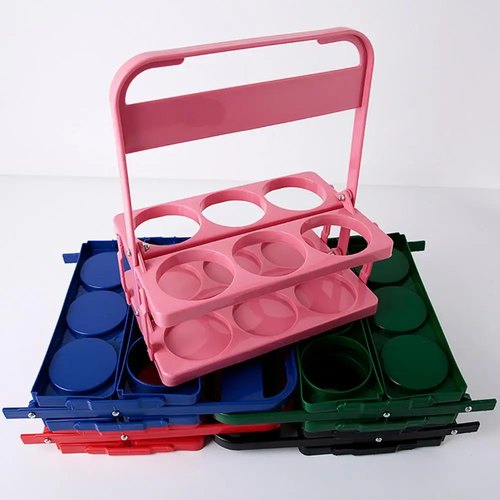 Wine Bottle Rack 6 Pack Foldable Reusable Shatterproof Portable KTV Handheld Beer Rack for Bar