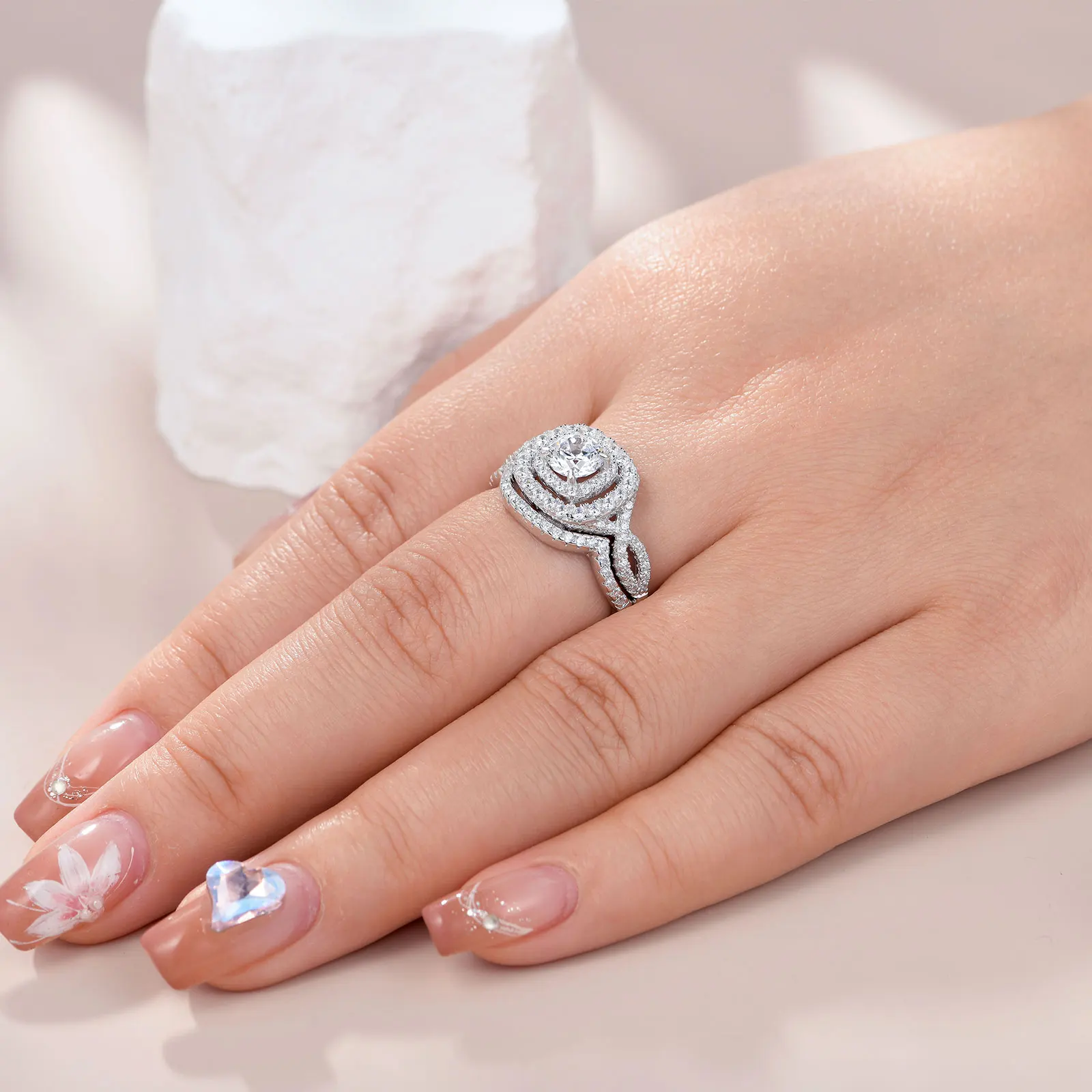 Sterling Silver Cheap Wedding Sets For Her Sterling Silver Women