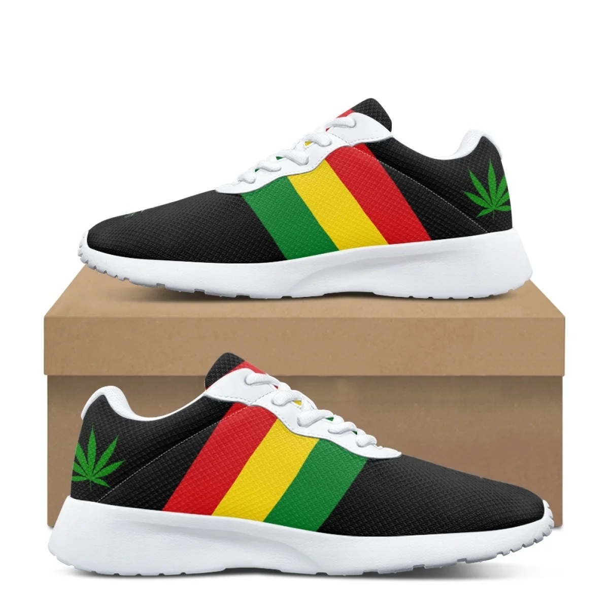 Jamaica Rastafari Flag Design Print for Women Training Yoga Shoes Cozy Shock Absorbing Non-slip Ladies for Outdoor Jogging Shoes
