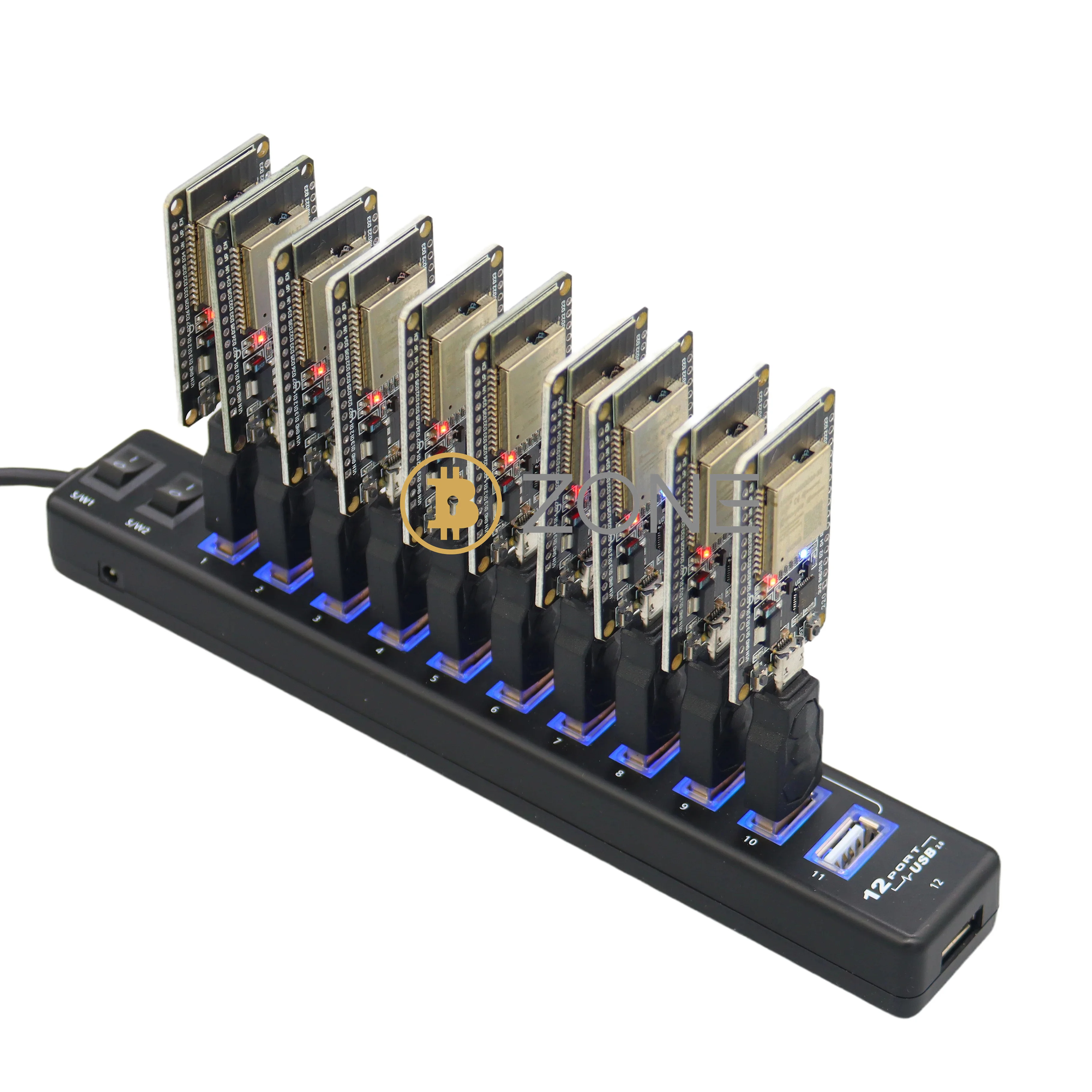 10PCS Bitcoin NerdMiner V2 55KH/S*10 Miner Hub BTC Lottery Miner Station With 20W 10 Port Solo Miner Charger Hub 550HK/S 4