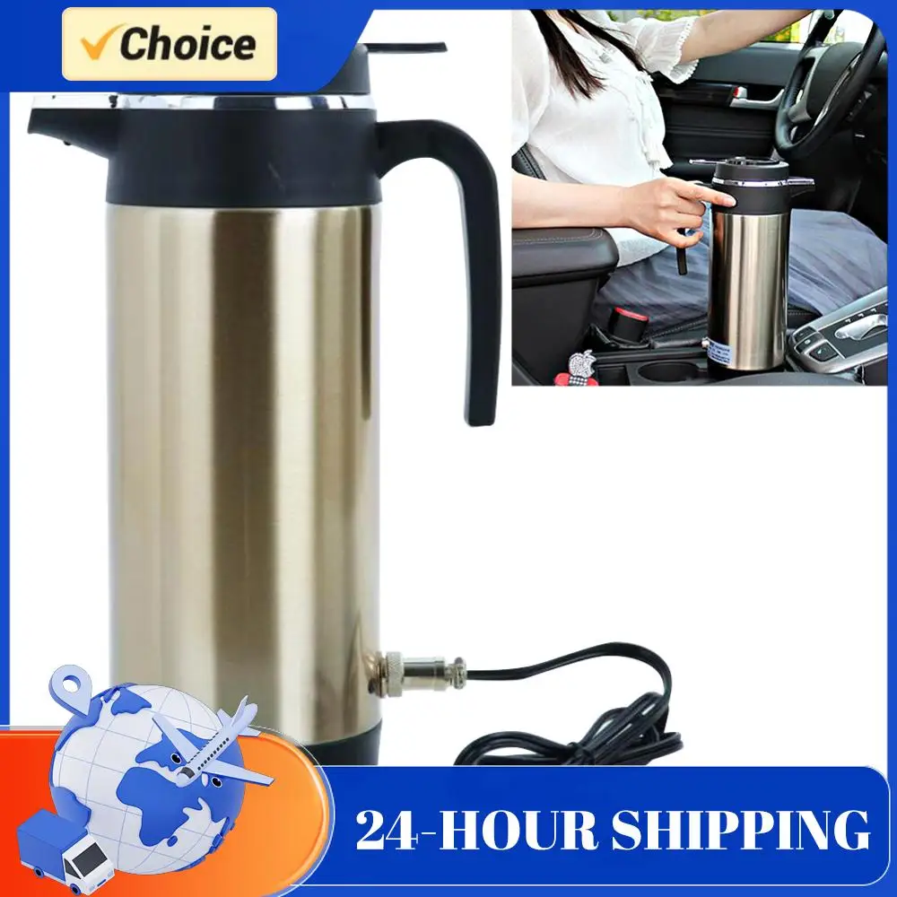 1200ML 차량용 전기 주전자 12V/24V 자동 차단 기능 빠른 가열 120/240W 스테인리스 스틸 주전자 대용량 누수 방지 디자인