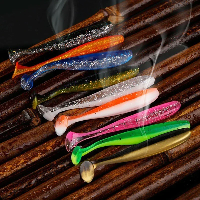 Soft Lures Bait 55mm 63mm 70mm 90mm Tail Jigging Wobblers Fishing Lure Tackle Bass Pike Aritificial Silicone Swimbait 10pcs fishing lure carp fishing bait