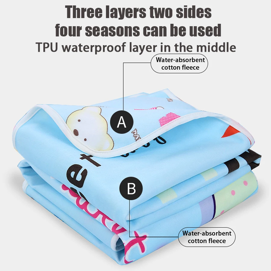 90cm Baby large diaper pad folding student aunt pad padded thickened waterproof breathable can be washed again and again