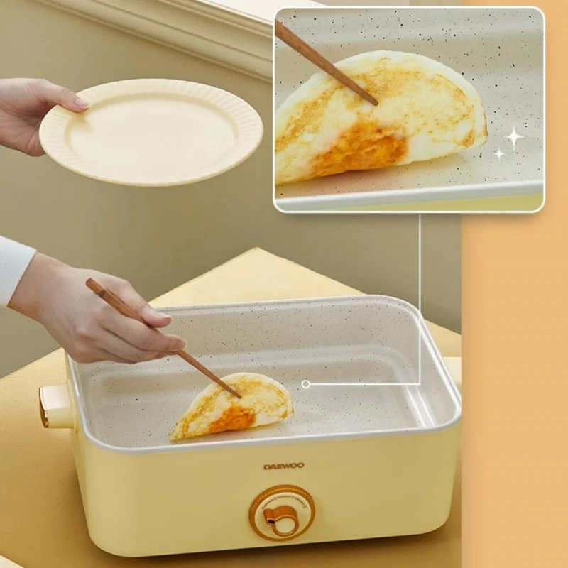 DAEWOO 220V Multifunctional Electric Hotpot 4L All-in-one Electric Hotpot 1500W Home Electric Stewpot Non-Stick Pan 5