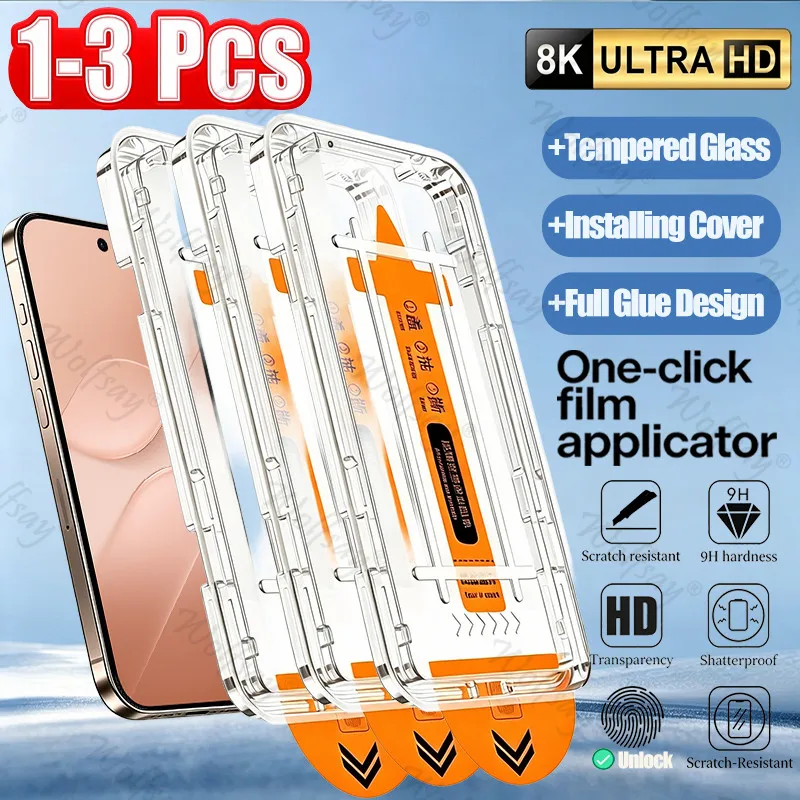 Premium Screen Protector - Easy Install Full Glue Cover Protective Glass (1, 2, or 3 Pack)