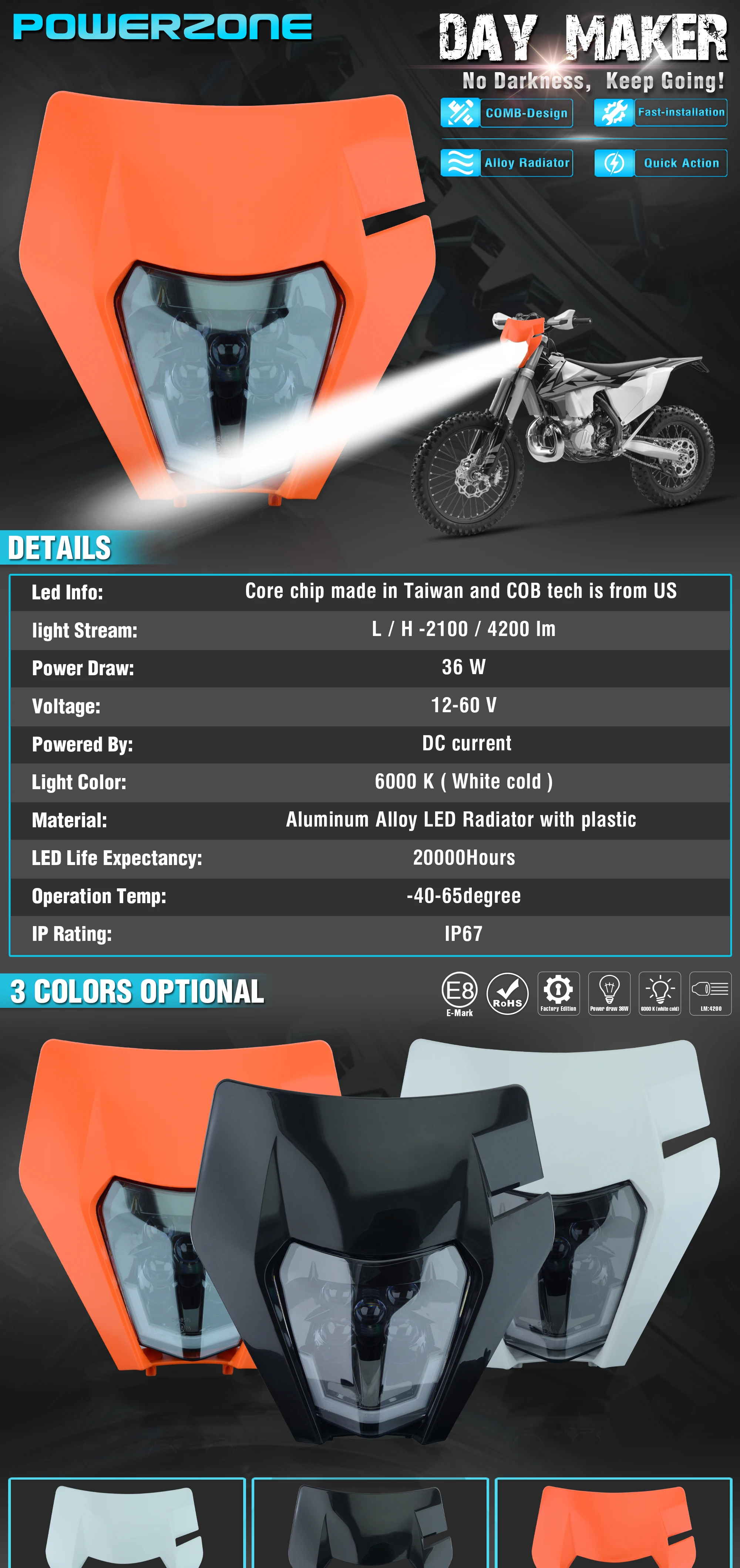 KTM LED Lichtmaske an JEDER Supermoto / Enduro 