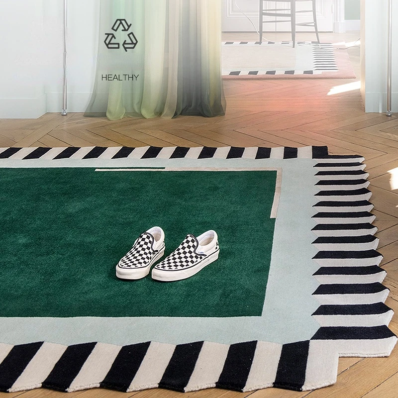 Retro Light Luxury Living Room Decoration Carpet Ins Irregular Bedroom Bedside Large Area Carpet Modern Balcony Porch Entry Rug 3