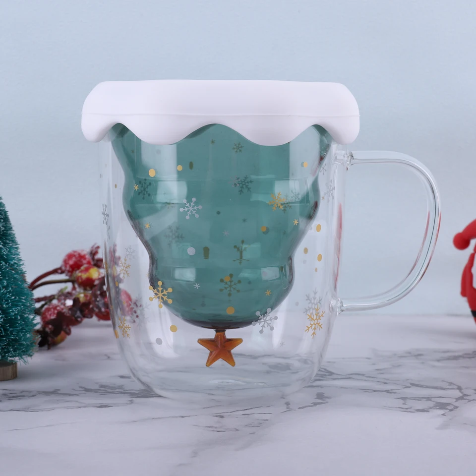 Christmas Tree Bear Mugs with Handle Set
