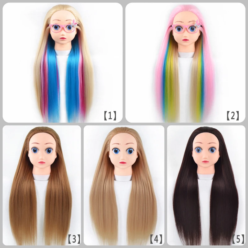 

Colorful Doll Head Hairstyles Mannequin Head With 100% Synthetic Long Hair Wig Head Mannequin to Practice Hairstyles With gifts