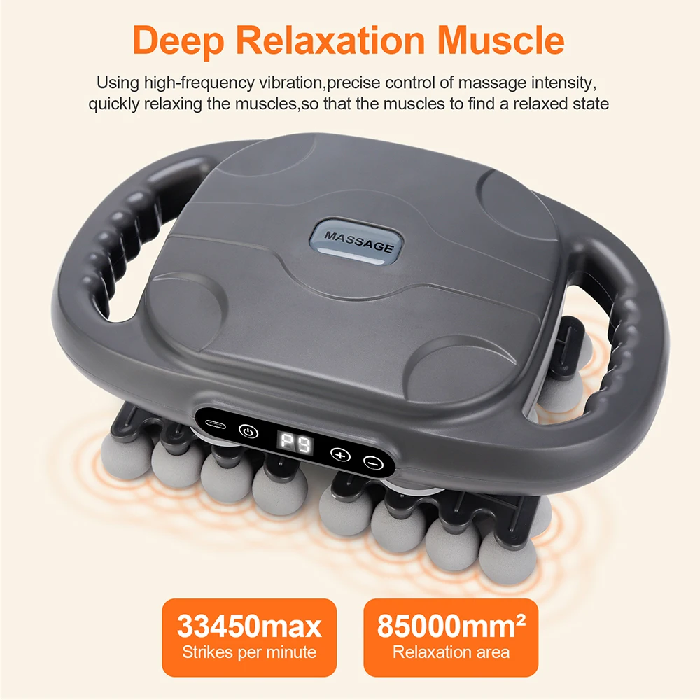 Fascia Gun 42-heads Deep High Frequency Vibration 42mm Wireless Waist and Back Massager Body Relaxation Shoulder Calf Massager