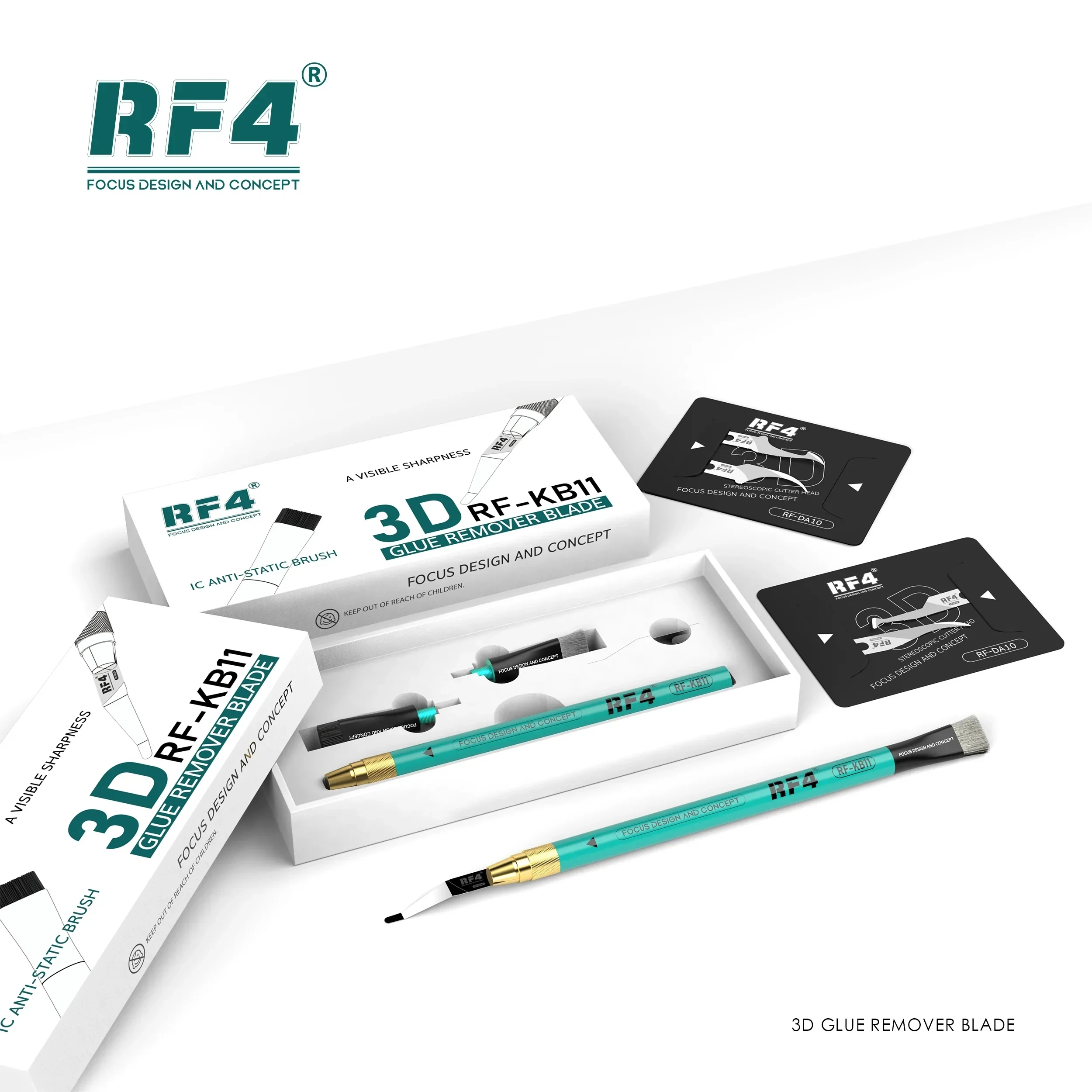 RF4 RF-KB11 IC 칩 수리 3D 주석 스크래핑 블레이드 키트, CPU IC 가장자리 분해 도구, 핸드 그라인딩 경도 용접 패드, 청소 도구