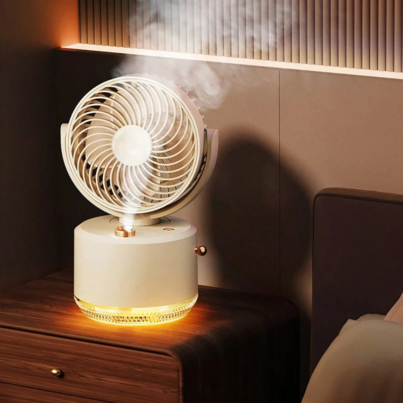 2-in-1 Desk Fan with Humidifier Ultra Quiet, USB Powered Personal Cooling Fan with Mist Mode for Office & Home