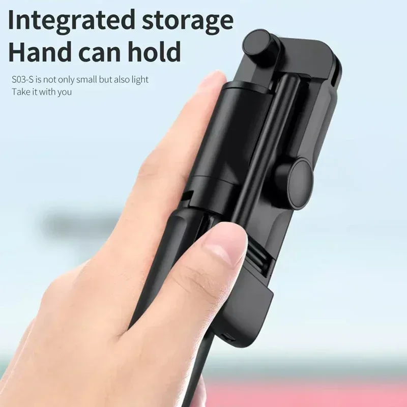 S03s BT Wireless Remote Control Selfie Stick Folding Mini Tripod with Fill Light for IOS Android Compatible For iPhone 15 Huawei
