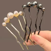 Korean U Shaped Pearl Hairpins Hair Clips for Women Elegant Style Metal Forks Vintage Pearl Hairpins Hair Styling Tools Gifts 2