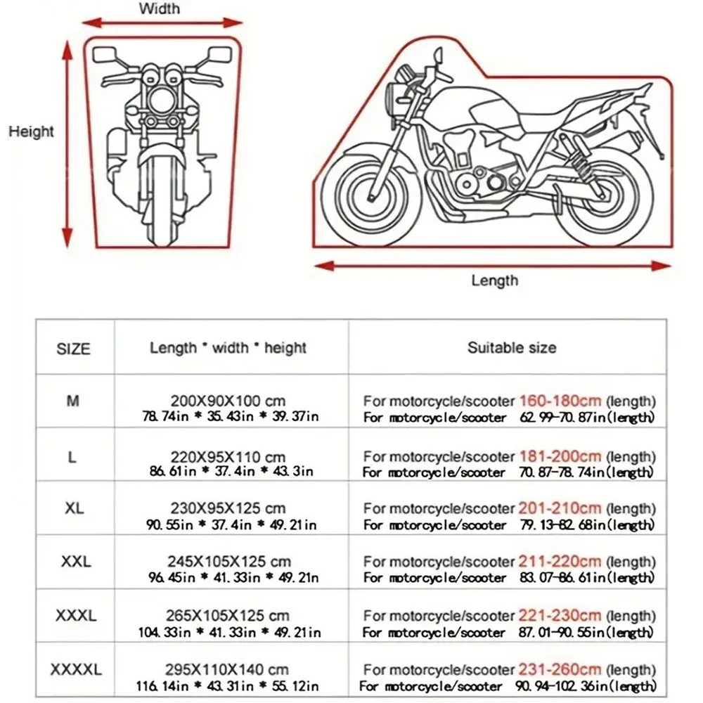 Motorcycle Cover Outdoor Waterproof 210D Thickened Polyester UV Protective for Scooters