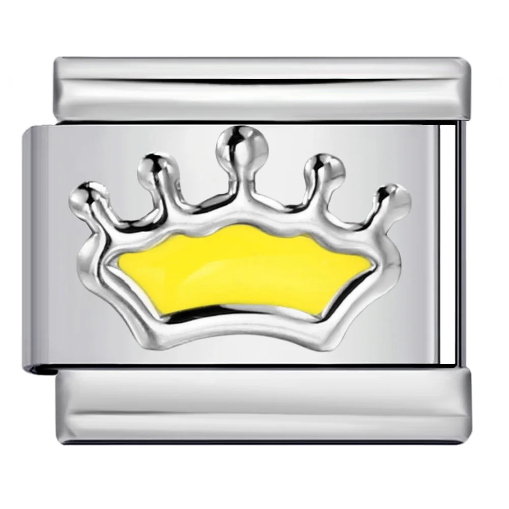 Einfachheit Bunte Krone Italienischer Charm Link Fit 9mm Edelstahl Armband Herstellung DIY Perlen Modeschmuck Für Frauen Männer – Detail 4