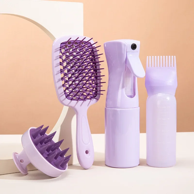1-4Pcs/set Silicone Scalp Massage Comb Detangling Hair Brush Hairdressing Hair Dye Applicator Bottle Salon Styling Tools