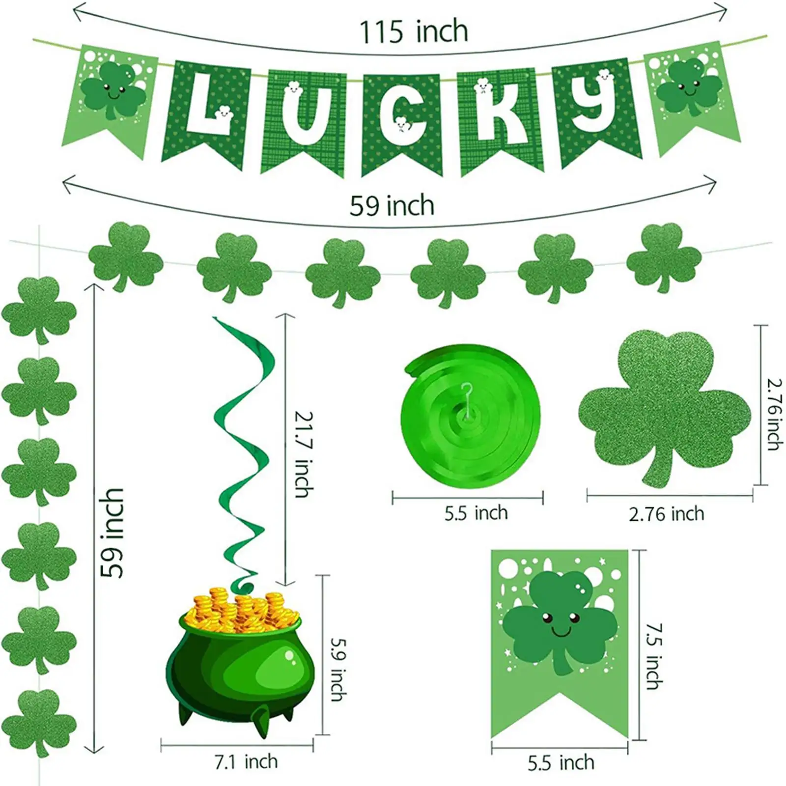 Patrick`s Day Party Supplies Celebrating Happy Decorative Lucky Feastival Hanging Ornament for Club Garland Window Shop Festival