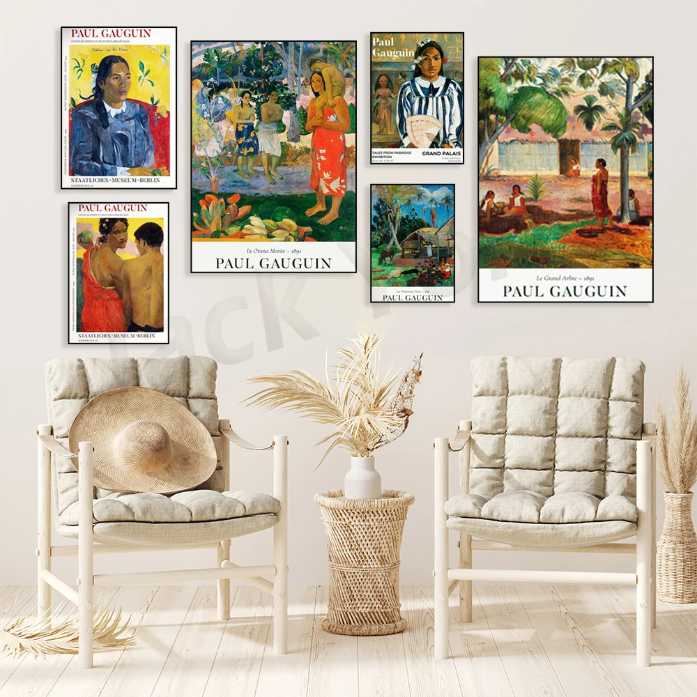 

Paul Gauguin Landscape Painting The Black Pigs Exhibition Poster, Tropical Landscape, Colorful Wall Art