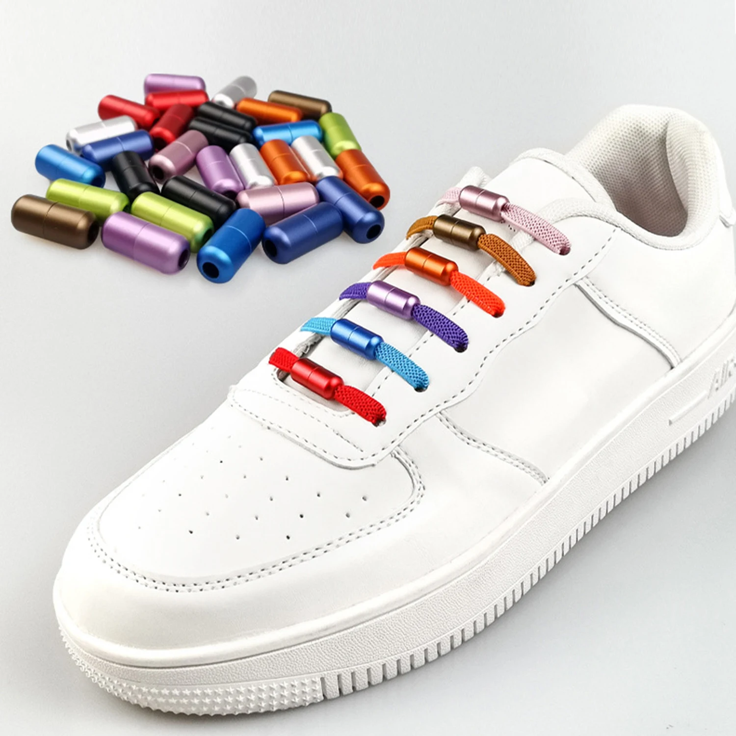 

1 Pair Elastic No Tie Shoelaces Buckle Metal Lock Shoe Laces for Kids Adult Sneakers Shoe Accessories Wholesale