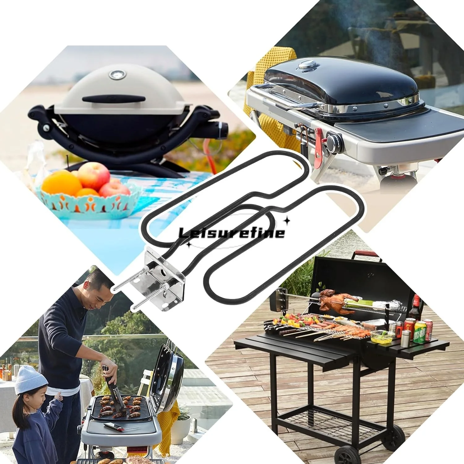 1pc Heating Element fit for Weber Q240 Q2400 Replace 70127 55020001 Stainless Steel Alloy 120V Easy Install American Standard