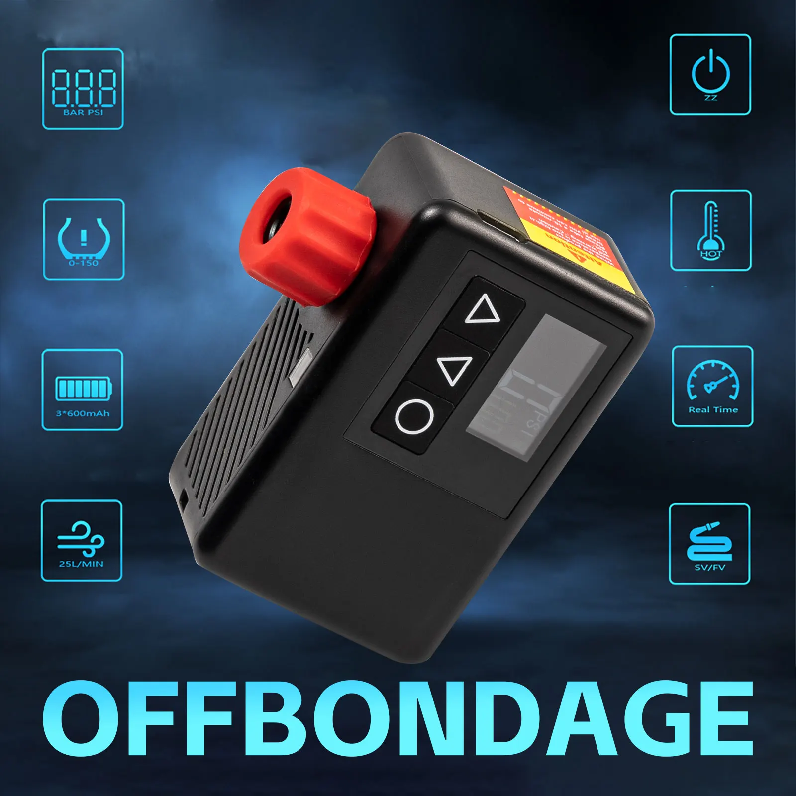 OFFBONDAGE Mini Electric Air Pump Portable Bicycle Cordless FV AV Inflator Presta Schrader Valve Outdoor Road MTB Bike Aluminum