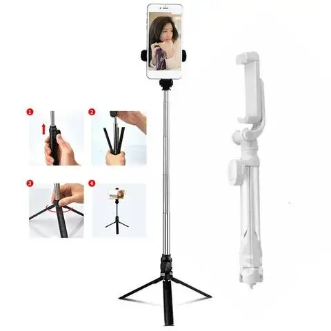 무선 블루투스 호환 셀카봉 삼각대, 원격 핸드폰 라이브 포토 거치대, 카메라 모노포드 셀프 타이머