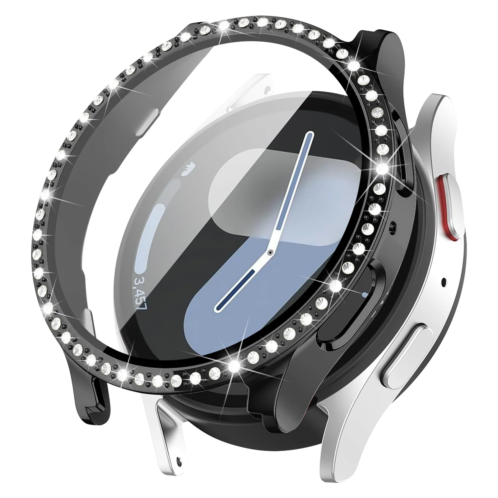 Premium All-Around Bumper Case with Screen Protector for Smartwatch - Crystal Clear Diamond Glass Design
