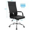 Ribbed Office Chair High Back PU Leather Executive Conference Chair Adjustable Swivel Chair with Arms, Black 3