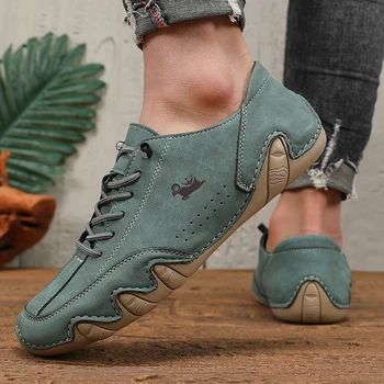 Spring Men Low Cut Leather Sneaker Soft Soled Loafers Anti Slip Flat Bottom Casual Shoes Large Size Zapatillas Para Hombre 2025 1