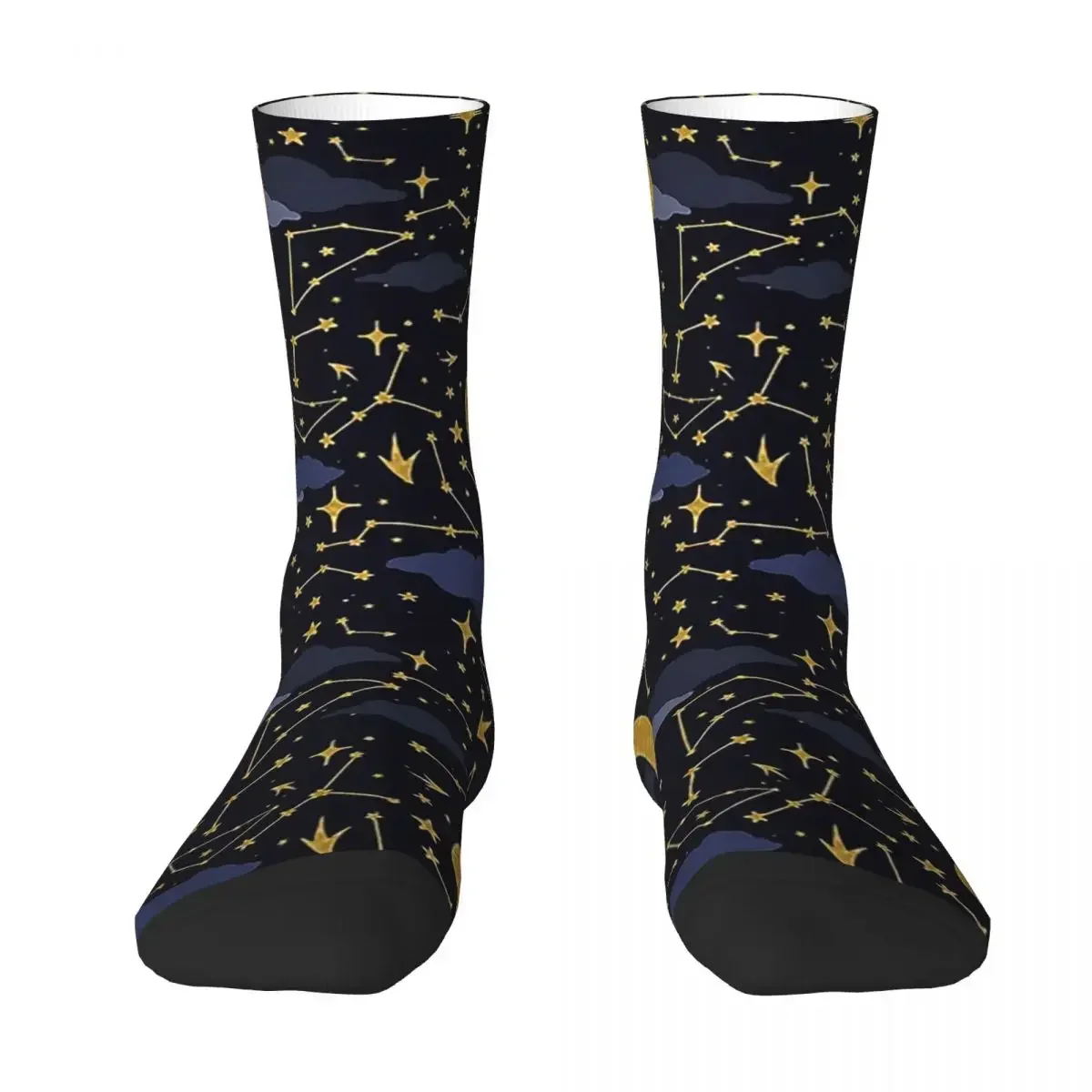

Всесезонные короткие чулки небесные звезды и Луны в золотом и темно-синем цвете длинные носки аксессуары для мужчин и женщин на Рождество