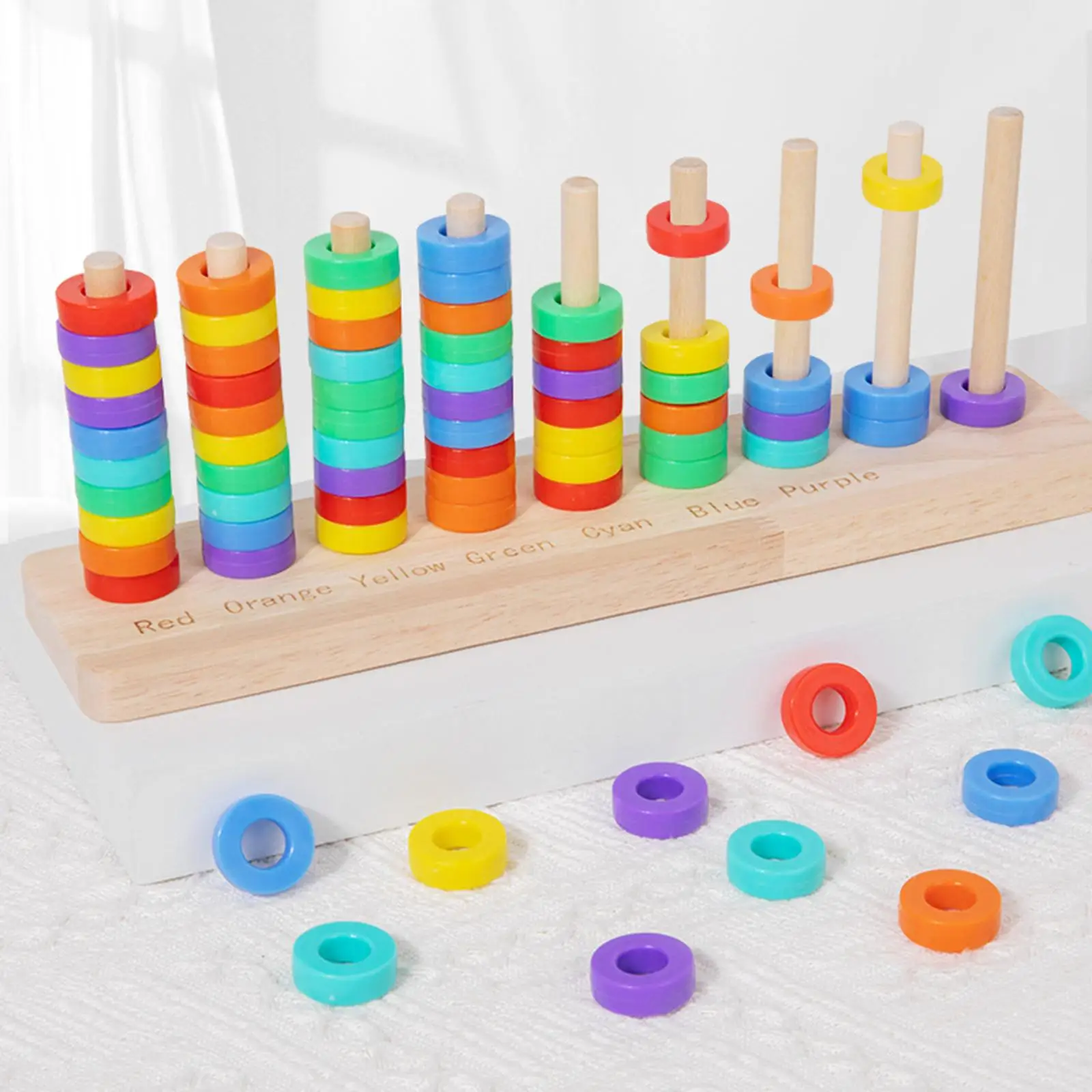 Wooden Color Sorting Stacking Toys Educational for 1 2 3 Year Old Kids Gift Wooden Color Sorting Stacking Toys Educational for 1 2 3 Year Old Kids Gift