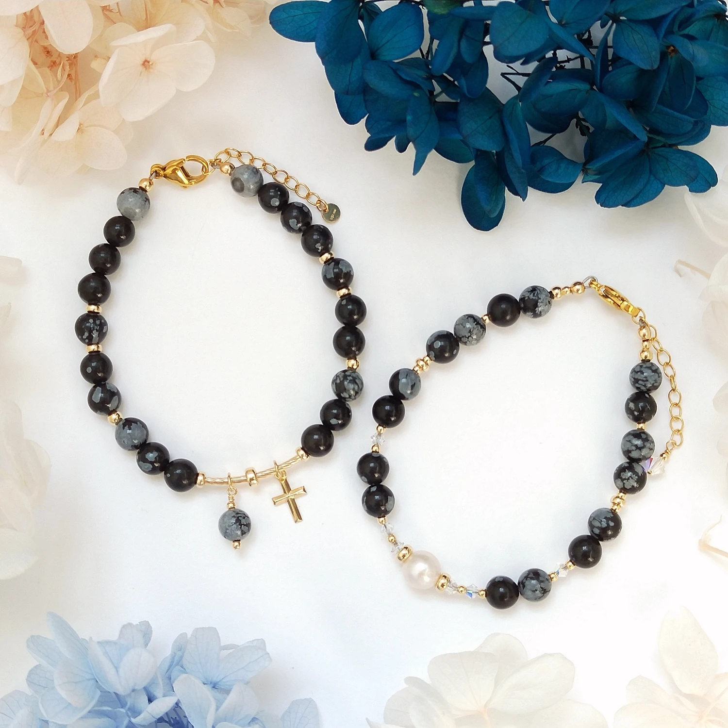 

Lii Ji Snowflake Obsidian 14K Gold Filled Bracelet Handmade Bohe Fashion Jewelry For Female