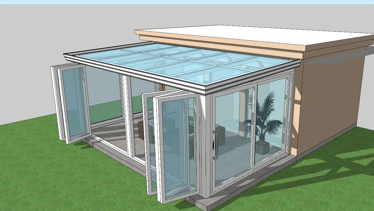 Prefabricated 4 Season Free Standing Veranda Aluminium Glass Conservatory