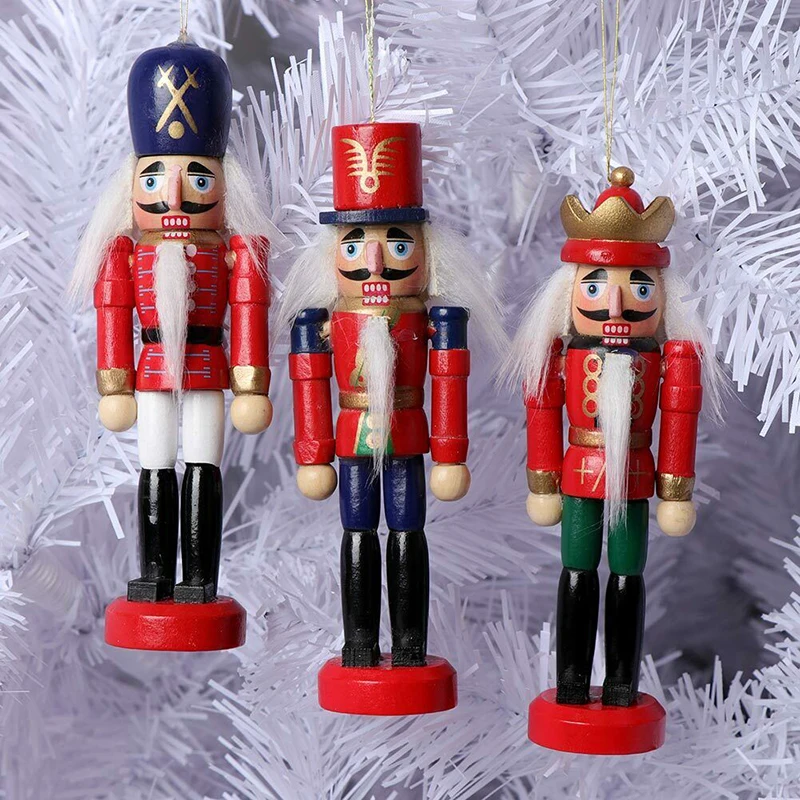 8Pcs Cute Pink Wooden Christmas Nutcracker Pendants 2024 Christmas Tree Ornaments Navidad Natal Xmas Decorations New Year 2025 B