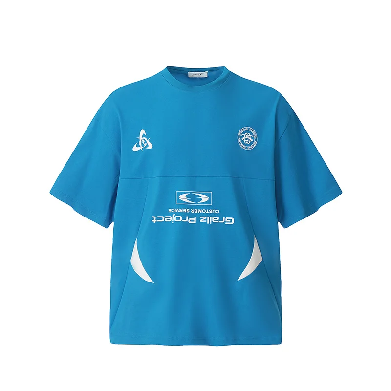 

Classic Logo Printing Patchwork Grailz T-Shirt Men Women Heavy Fabric Cotton Oversized Tee Blue Black White T Shirt With Tags