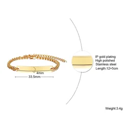 Customizable Stainless Steel Name ID Bracelet with Crown Design - Ideal Newborn Gift (Gold color)