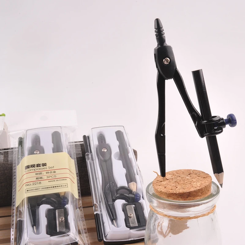 Drawing Compass Portable Metal Compass Set for Student Drawing Tools Pencils and Pencil Sharpeners School Supplies