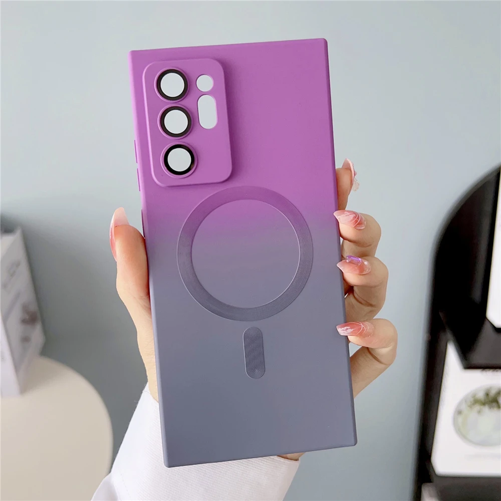 Magnetic Matte Phone Case For Samsung Galaxy S23 S22 S21 Note 20_voghion.com