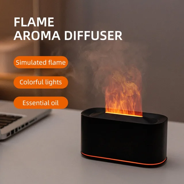 Flame Essential Oil Diffuser, Colorful Flame Diffuser Humidifier, 7 Colour Lights Noiseless Essential Oil Diffuser with Auto Off 1
