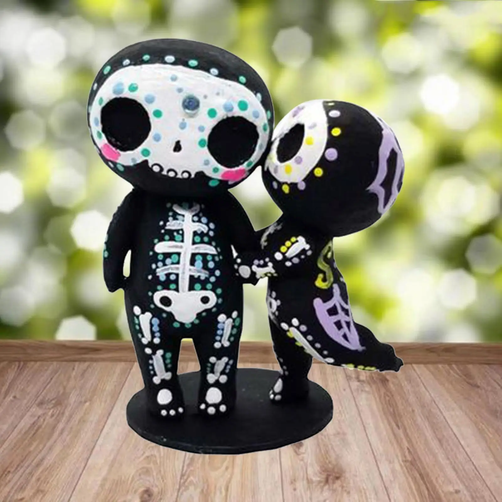 2pcs/set Lovers Couple Miniature Mini Doll Sugar Skull Couple Statue Cute Resin Crafts Home Decoration Accessories Ornaments