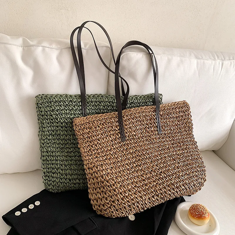 Fashion Hand-Woven Rattan Straw Shoulder Bag Round Beach HandBags Women Summer Hollow Messenger Crossbody Travel Popular