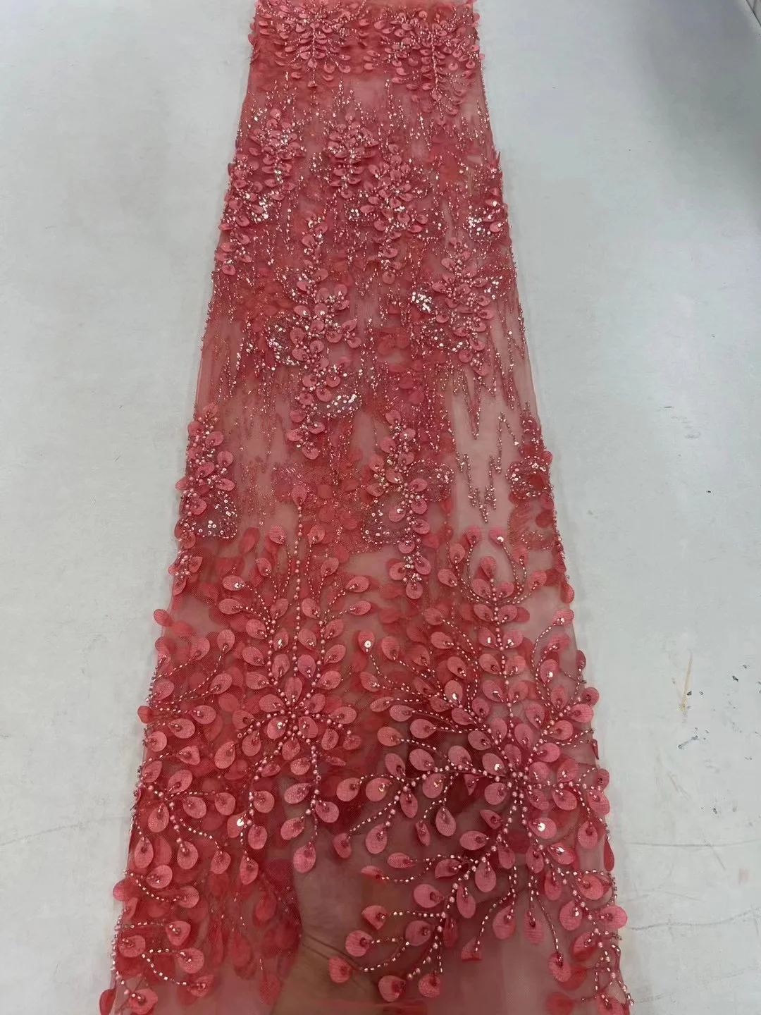 

African Lace Fabric French Net Sequins Fabric 2023 High Quality Sewing Embroidered Lace Tulle Nigerian Lace Fabric 5Yards