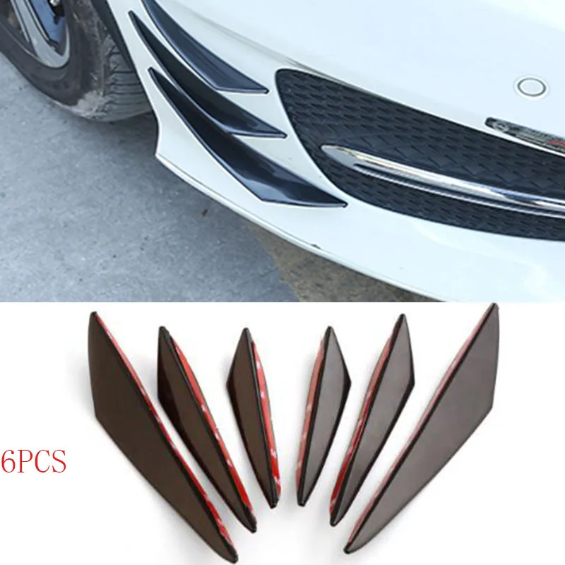 Car Universal Modification Wind Knife Bumper Crescent Wind Knife Front Bar Spoilers 6pcs car bumper spoiler